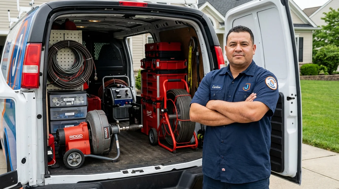 Professional drain cleaning equipment and Johns Plumbing LLC plumber in Chambersburg