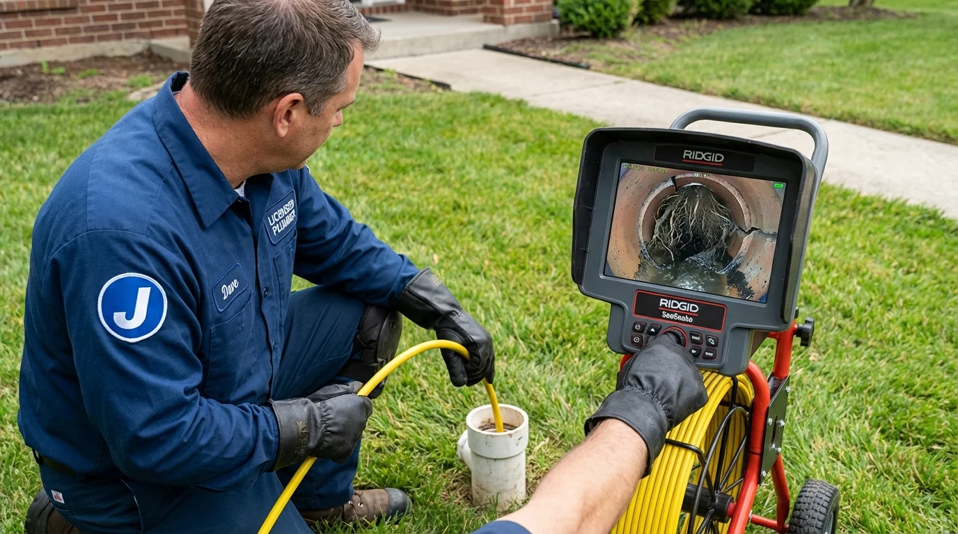 Sewer camera inspection being performed by Johns Plumbing LLC in Chambersburg